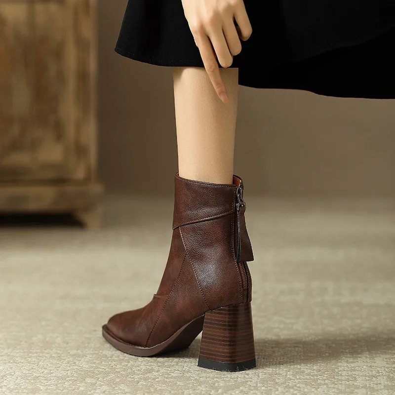 Abigail | Women’s Modern Leather Ankle Boots with Block Heel - Image 11