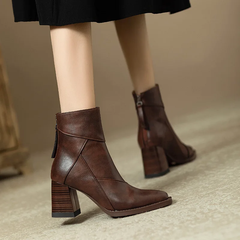 Abigail | Women’s Modern Leather Ankle Boots with Block Heel - Image 12