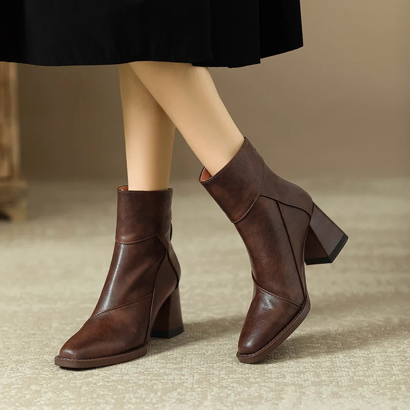 Abigail | Women’s Modern Leather Ankle Boots with Block Heel - Image 13