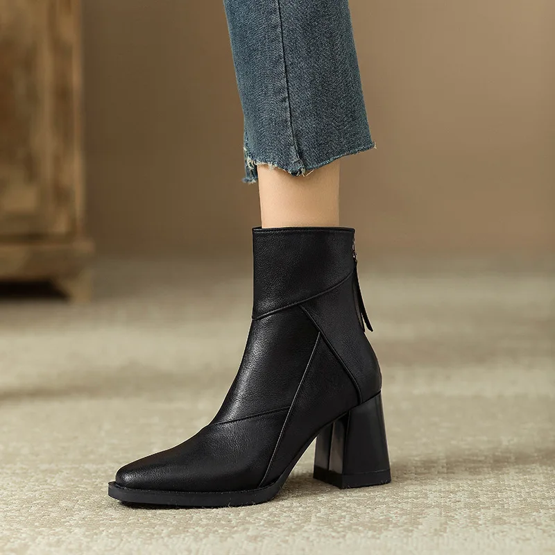 Abigail | Women’s Modern Leather Ankle Boots with Block Heel - Image 15