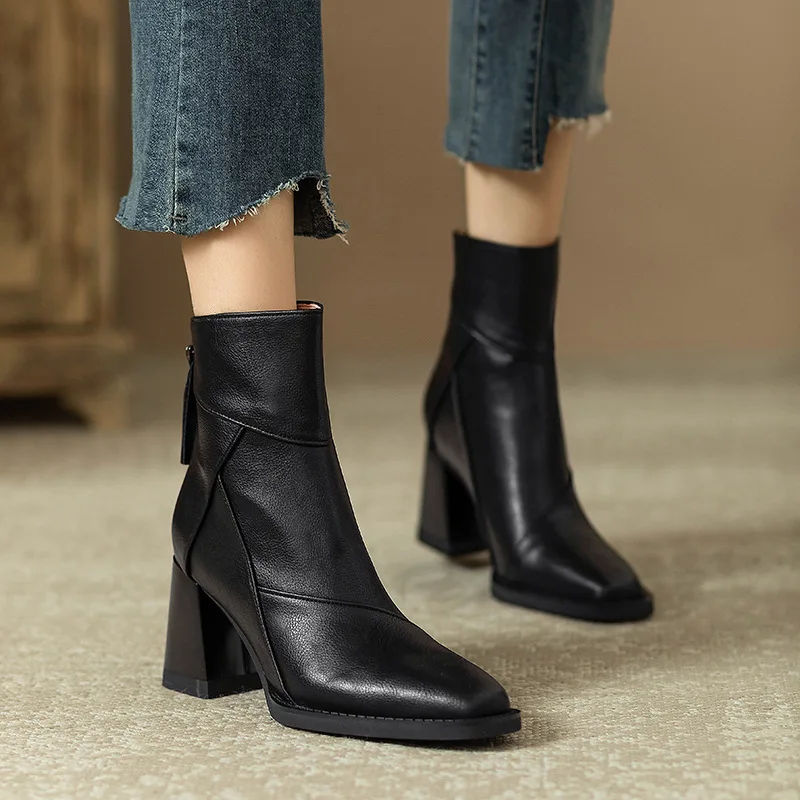 Abigail | Women’s Modern Leather Ankle Boots with Block Heel - Image 16