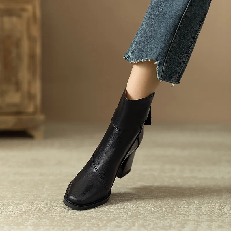 Abigail | Women’s Modern Leather Ankle Boots with Block Heel - Image 17