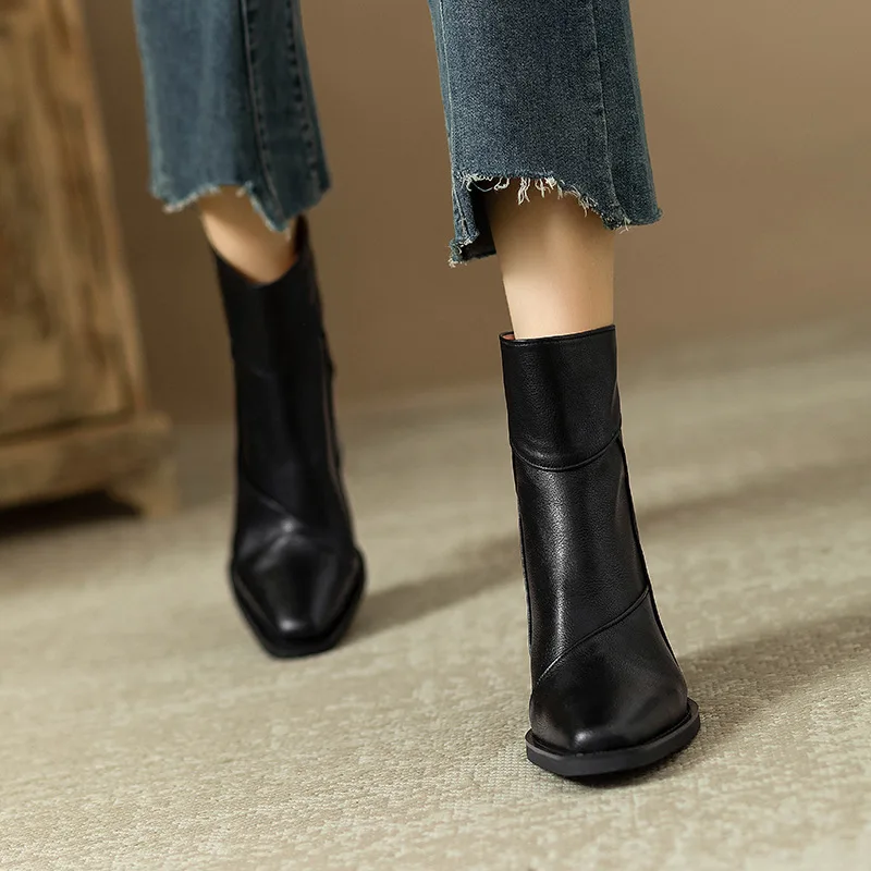 Abigail | Women’s Modern Leather Ankle Boots with Block Heel - Image 18
