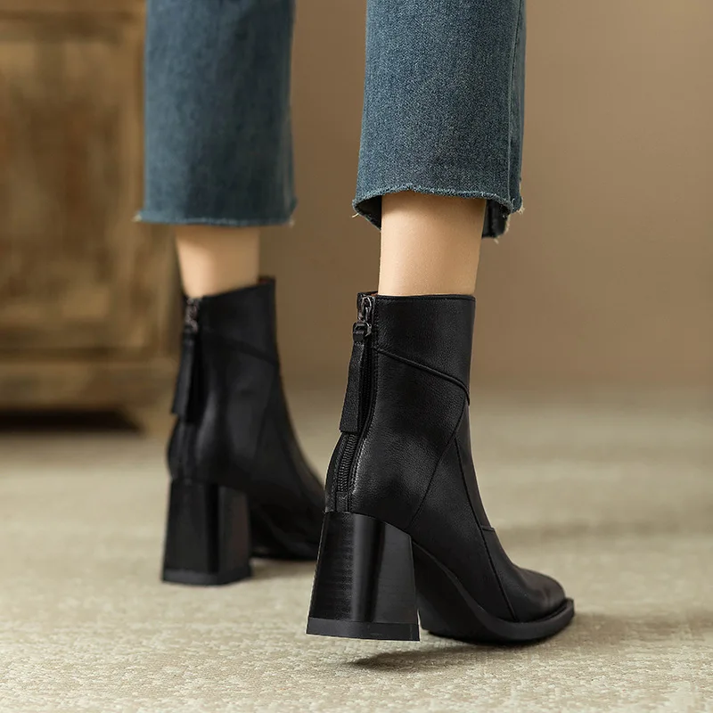 Abigail | Women’s Modern Leather Ankle Boots with Block Heel - Image 19
