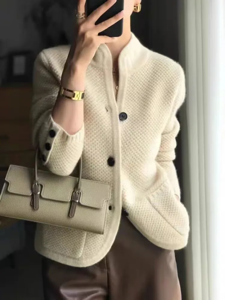 Ada | Women’s Stylish Textured Cardigan with Half-Neck Collar - Image 7