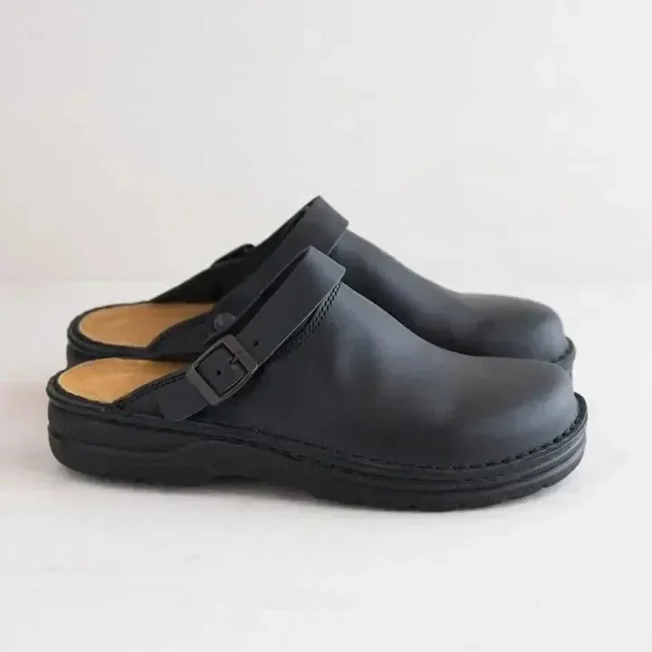 Adam | Men’s Casual Leather Clog Mules with Buckle Strap - Image 3