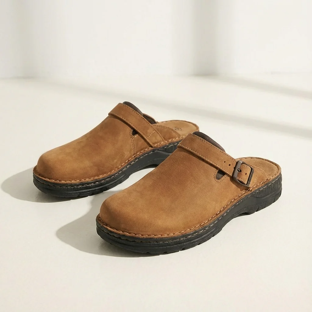 Adam | Men’s Casual Leather Clog Mules with Buckle Strap - Image 8