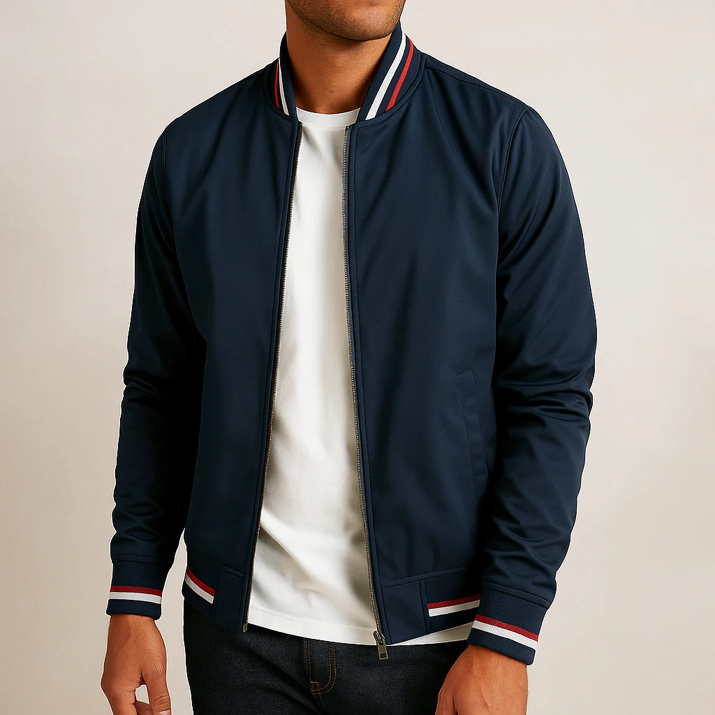 Alan | Men’s Trendy Windproof Bomber Jacket with Ribbed Cuffs - Image 3