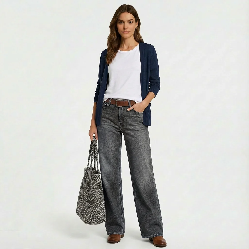 Alana | Women’s Trendy Wide Leg Jeans with High Waist - Image 3