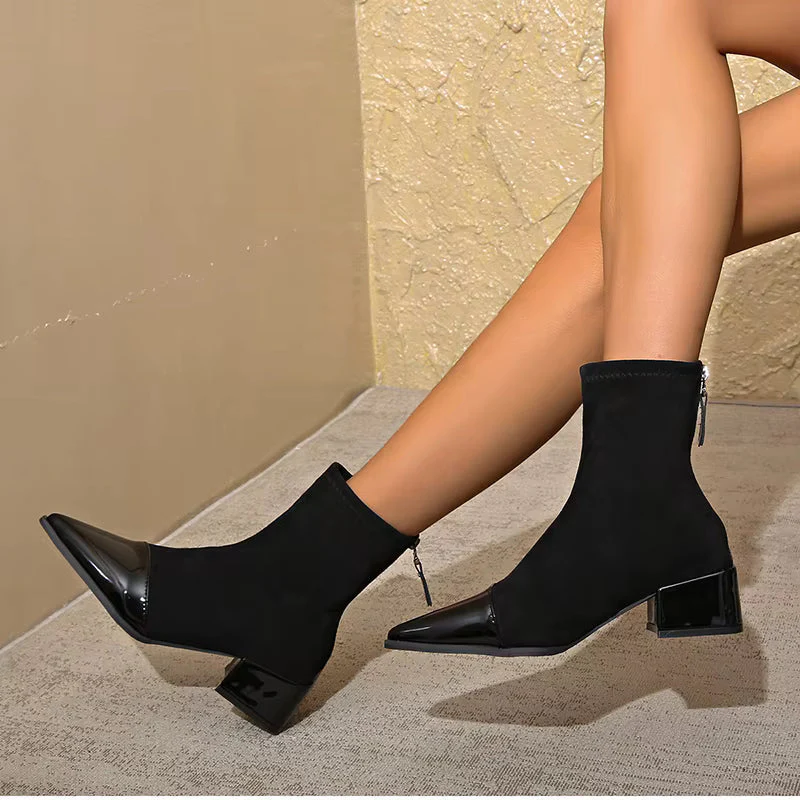 Amelia | Women’s Stylish Ankle Boots with Patent Toe Cap - Image 10