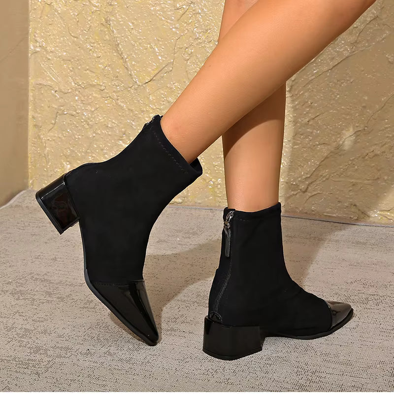 Amelia | Women’s Stylish Ankle Boots with Patent Toe Cap - Image 12