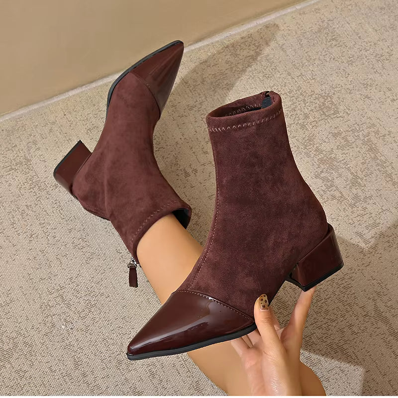 Amelia | Women’s Stylish Ankle Boots with Patent Toe Cap - Image 14