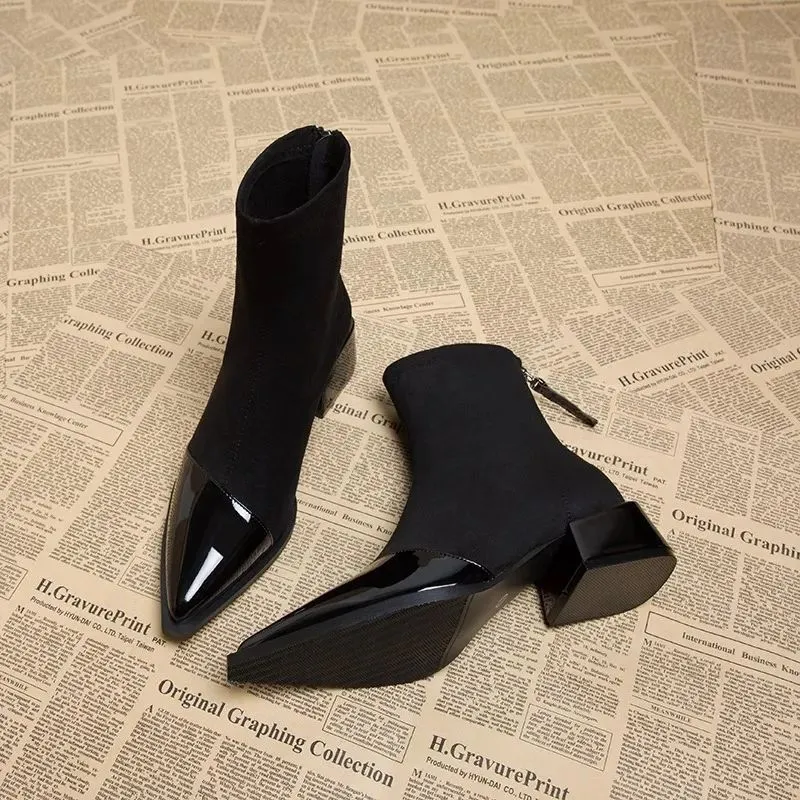 Amelia | Women’s Stylish Ankle Boots with Patent Toe Cap - Image 3