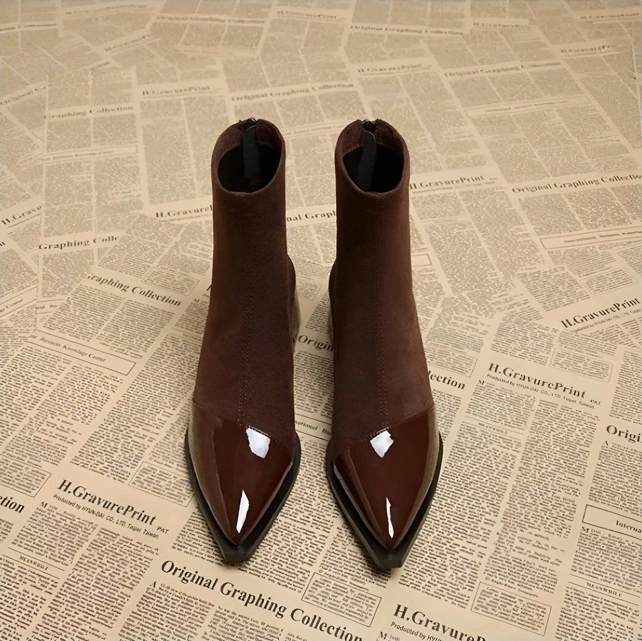 Amelia | Women’s Stylish Ankle Boots with Patent Toe Cap - Image 4