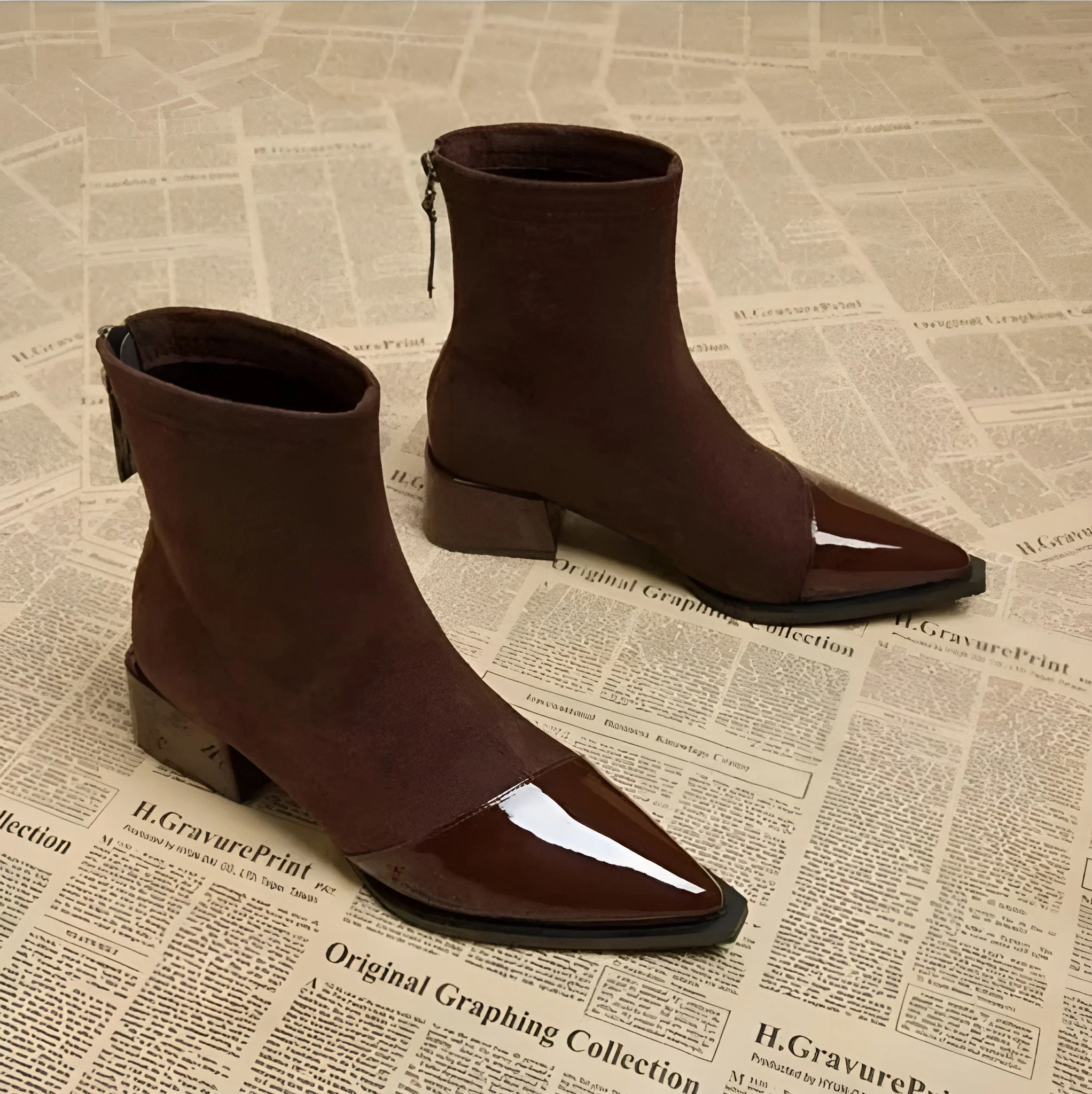 Amelia | Women’s Stylish Ankle Boots with Patent Toe Cap - Image 7