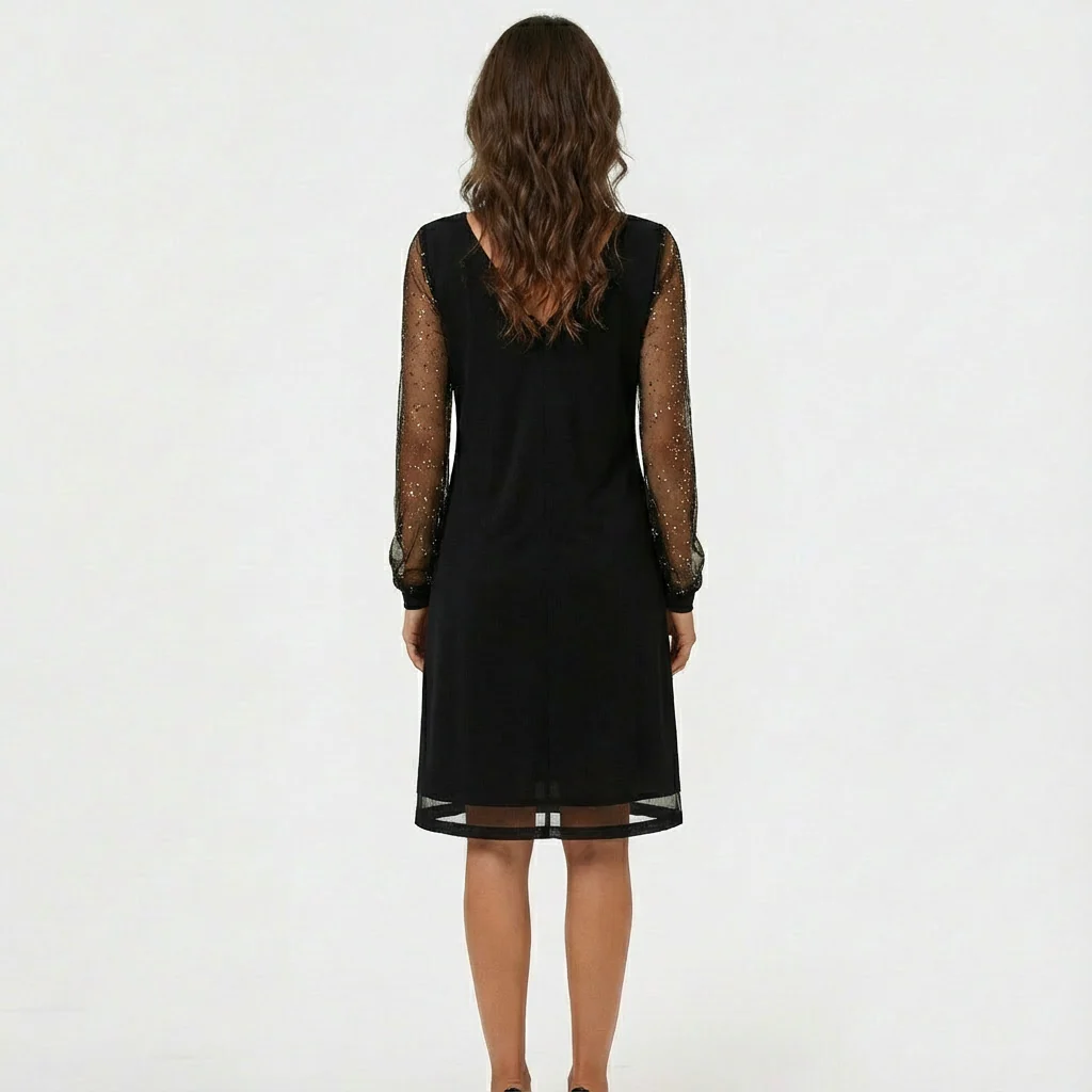 Annie | Women’s Midi Wedding Guest Gown with Lace Sleeves - Image 3
