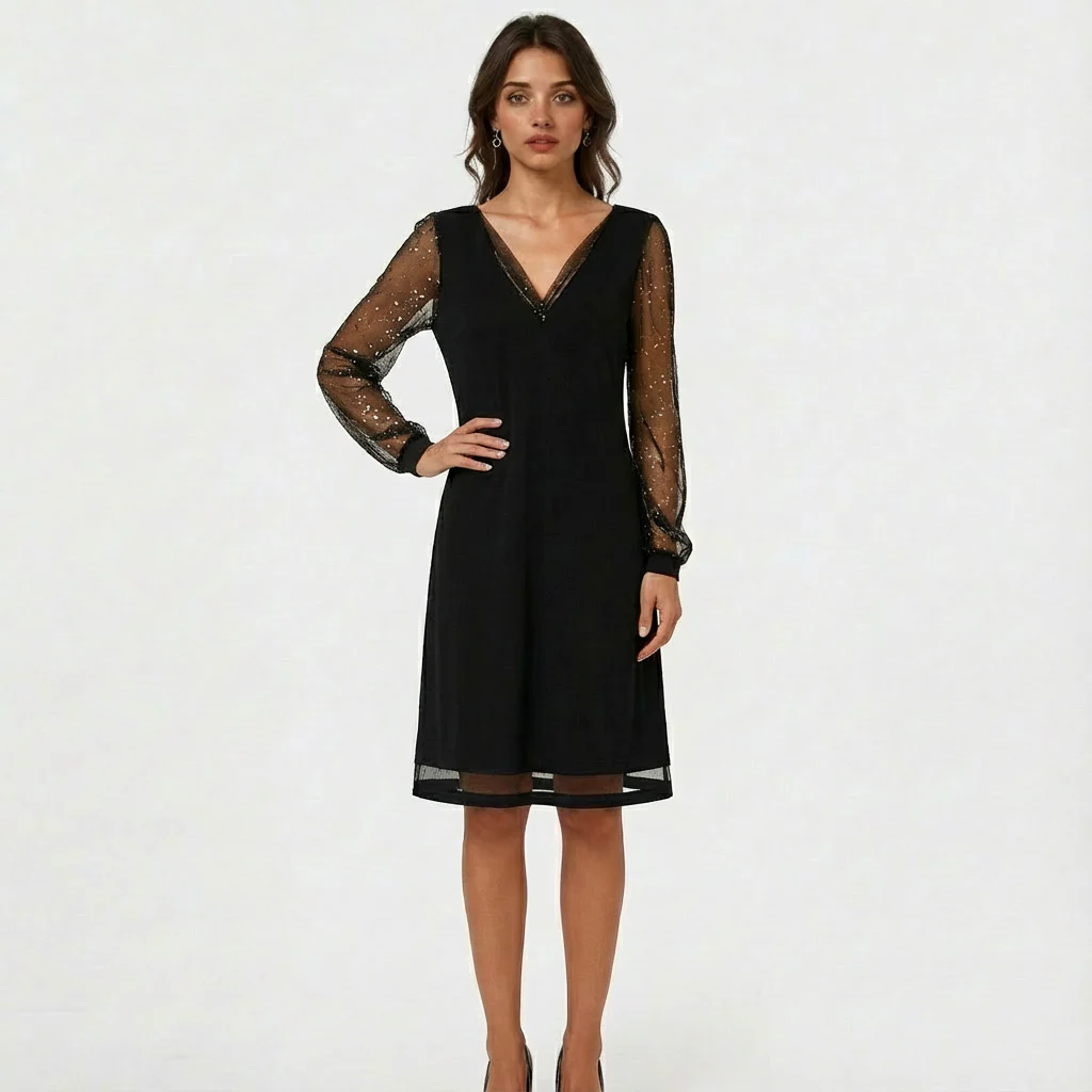 Annie | Women’s Midi Wedding Guest Gown with Lace Sleeves - Image 4