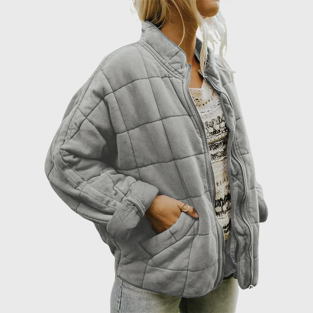 Autumn | Women’s Casual Quilted Jacket with Zip Front - Image 10