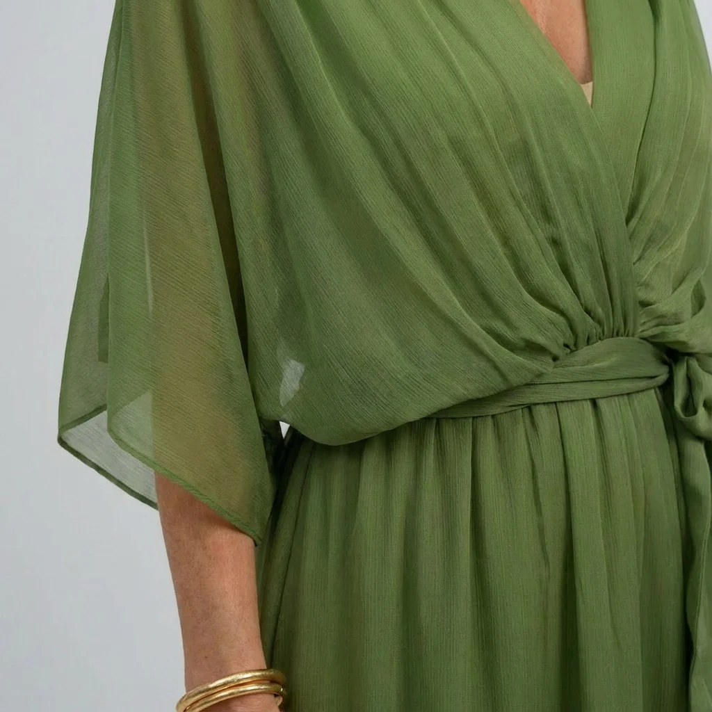 Bonnie | Women’s Chiffon Midi Wedding Guest Dress with Tie Waist - Image 3