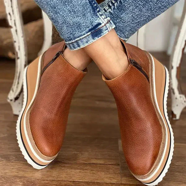 Bronwen | Women’s Stylish Wedge Ankle Boots with Side Zip - Image 4