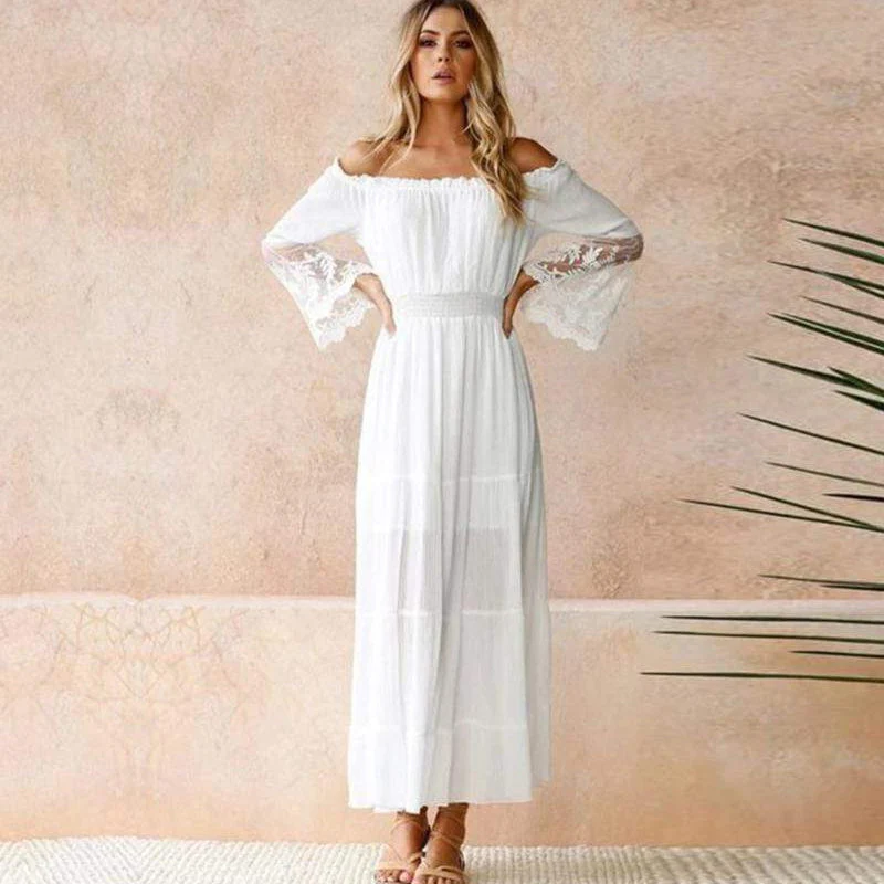 Brooke | Women’s Trendy Maxi Summer Dress with Lace Sleeves - Image 4