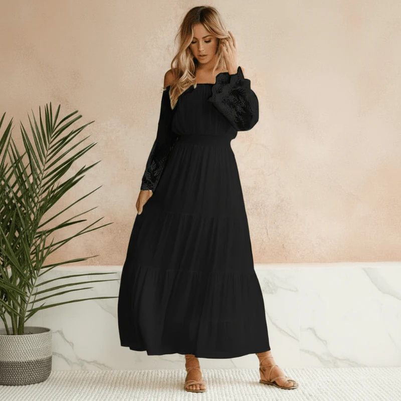 Brooke | Women’s Trendy Maxi Summer Dress with Lace Sleeves - Image 5