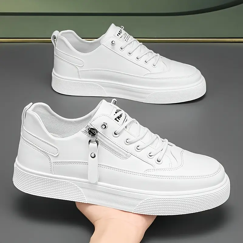 Cameron | Stylish Leather Men’s Trainers with Side Zip - Image 3