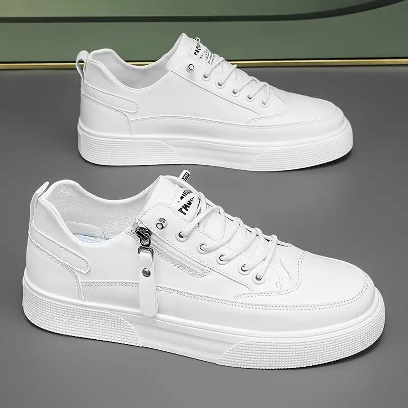 Cameron | Stylish Leather Men’s Trainers with Side Zip - Image 4