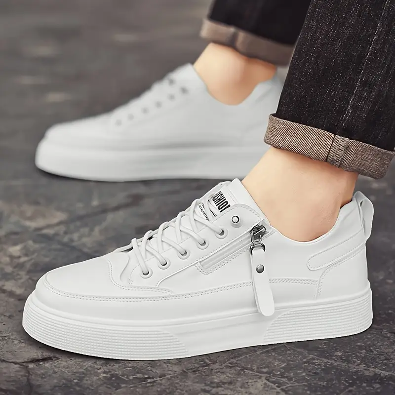 Cameron | Stylish Leather Men’s Trainers with Side Zip - Image 5