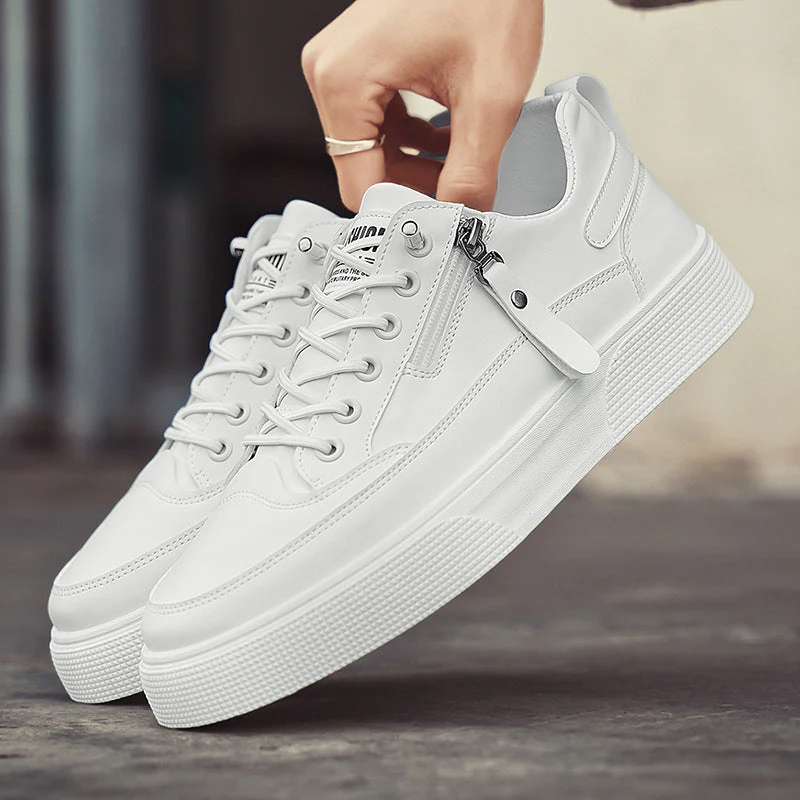 Cameron | Stylish Leather Men’s Trainers with Side Zip - Image 6