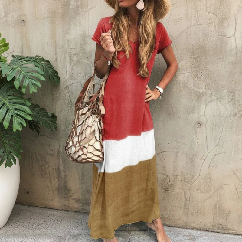 Carly | Women’s Trendy Tie-Dye Maxi Summer Dress with V-Neck - Image 4
