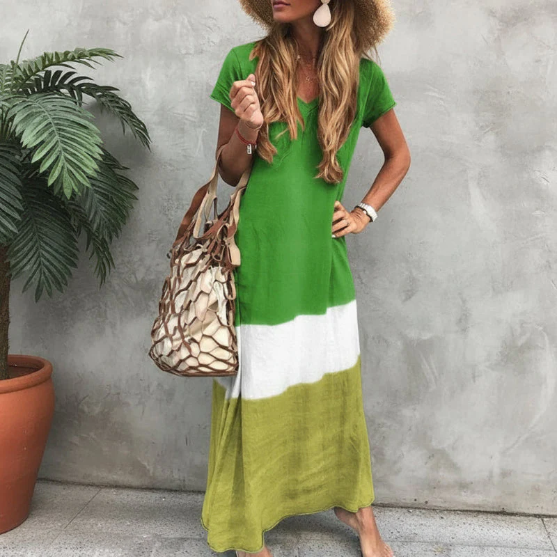 Carly | Women’s Trendy Tie-Dye Maxi Summer Dress with V-Neck - Image 6