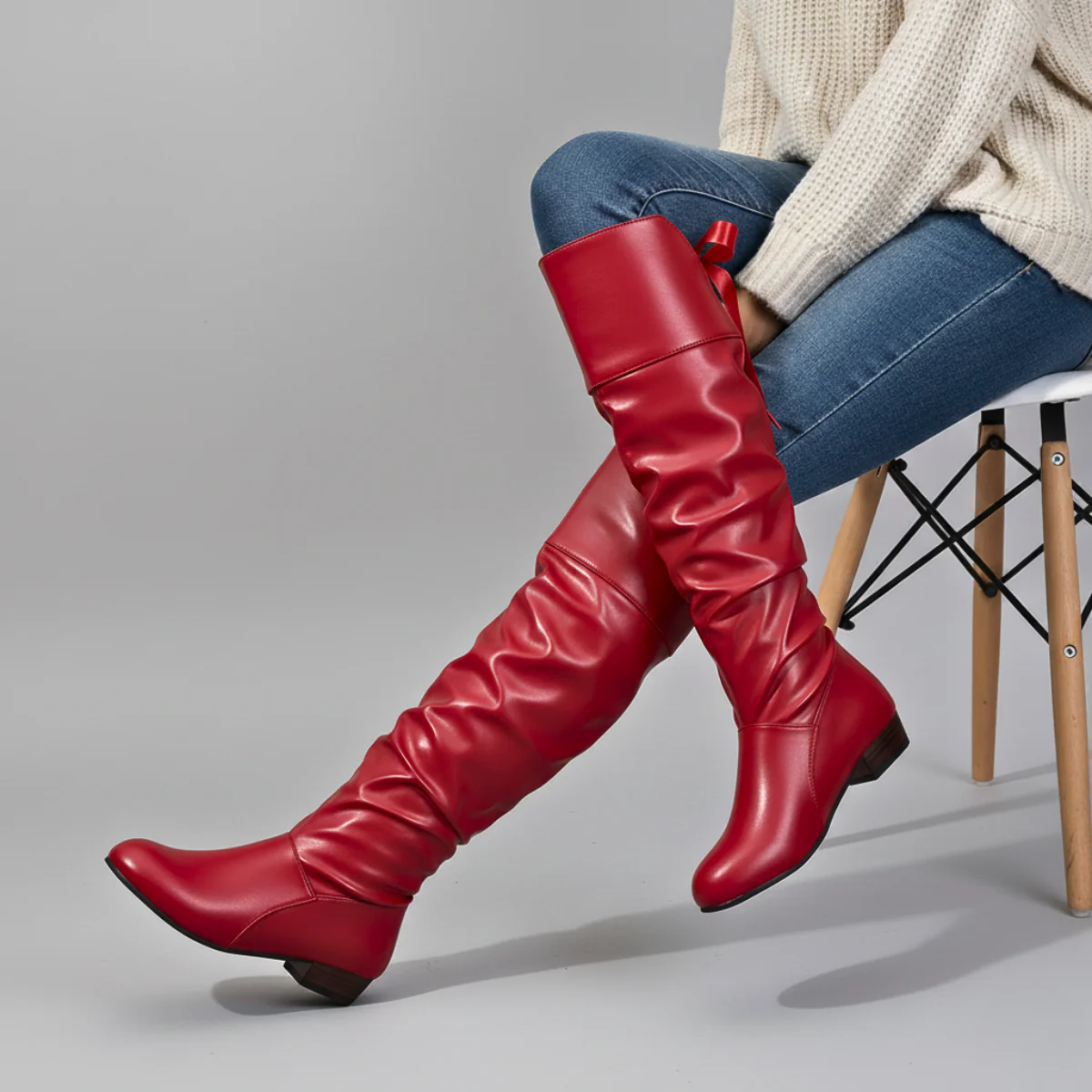 Charlotte | Women’s Slouchy Knee High Boots with Low Heel - Image 5