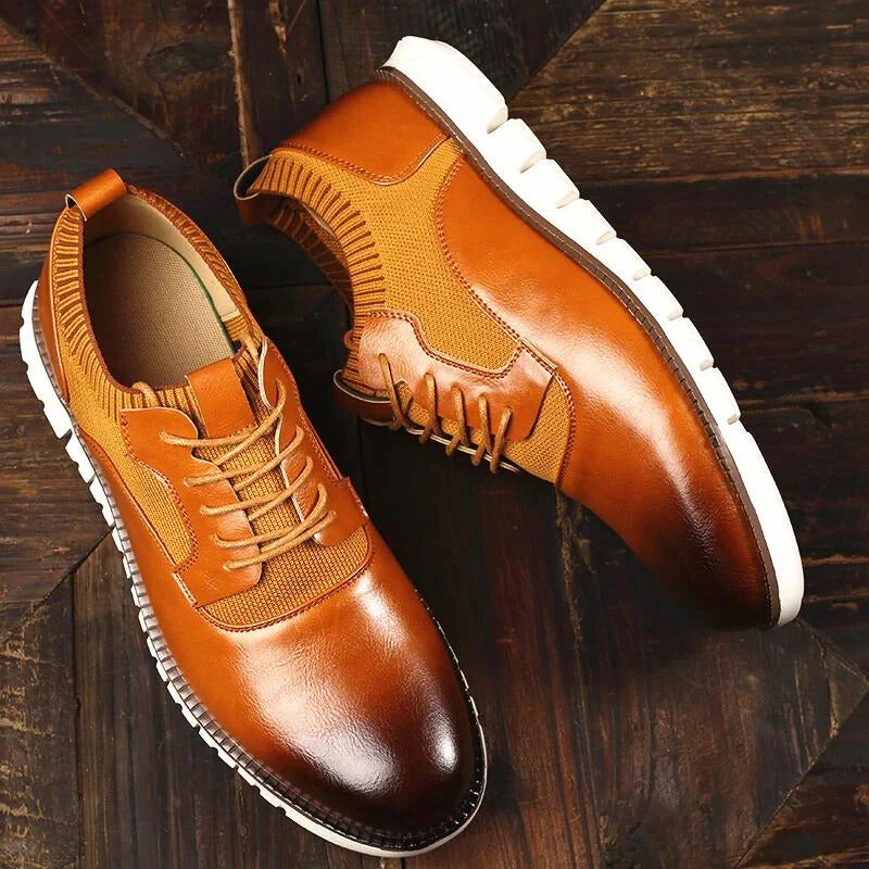 Chester | Casual Leather Men's Trainers with Lace-Up Design - Image 3
