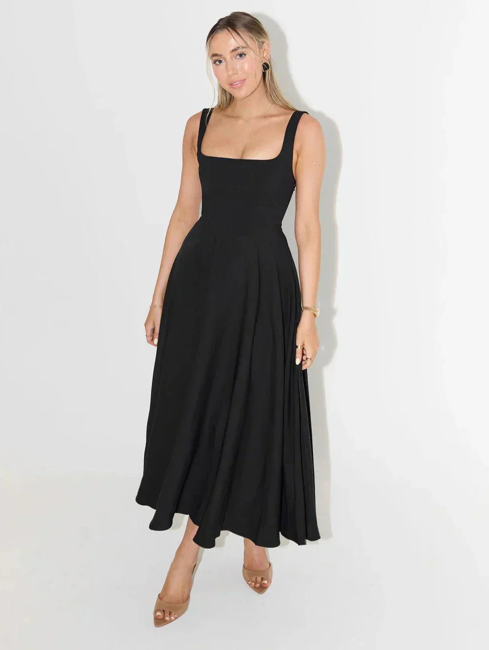 Ciara | Women’s Elegant Midi Bridesmaid Dress with Square Neckline - Image 10