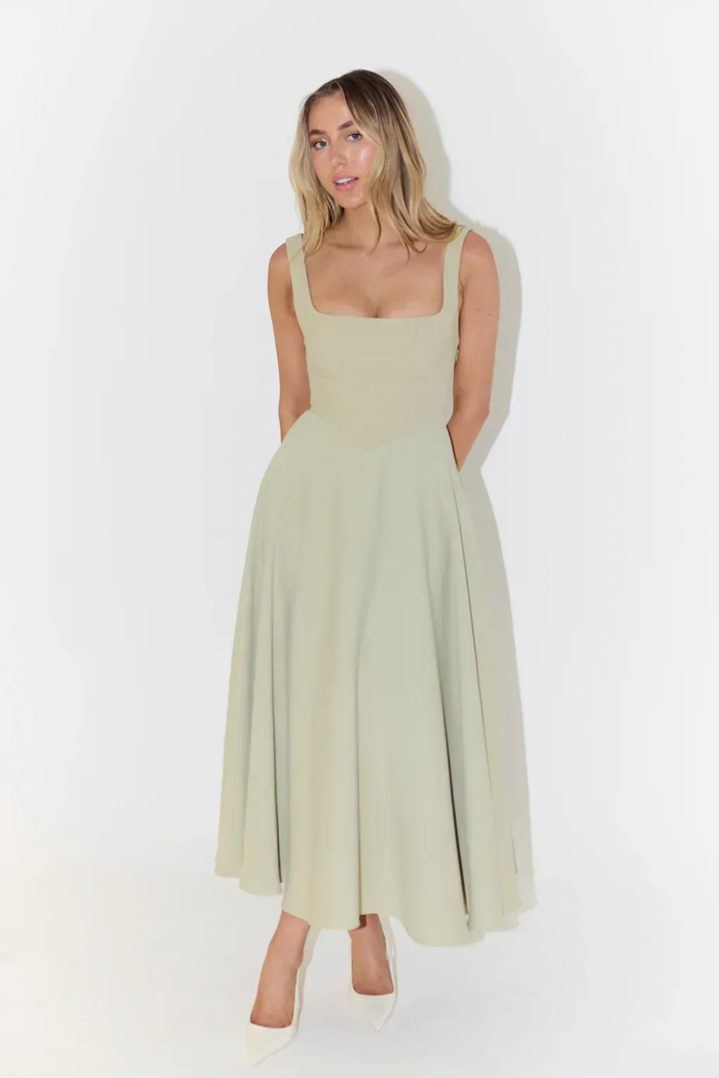 Ciara | Women’s Elegant Midi Bridesmaid Dress with Square Neckline - Image 12
