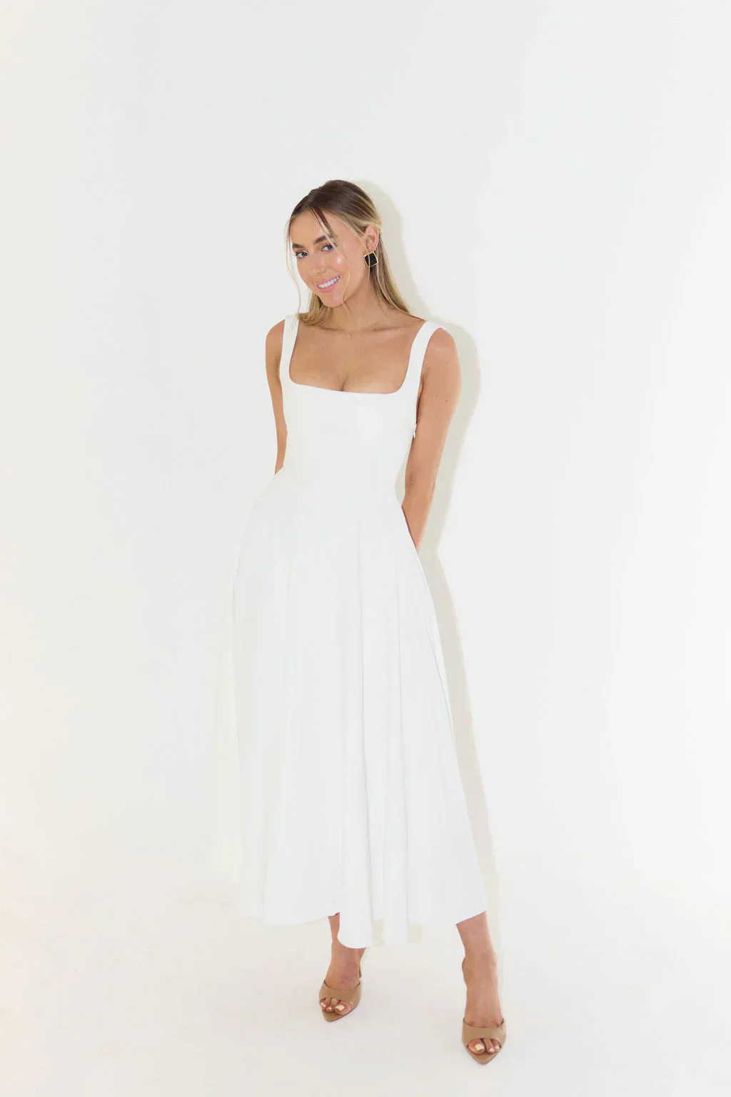 Ciara | Women’s Elegant Midi Bridesmaid Dress with Square Neckline - Image 6