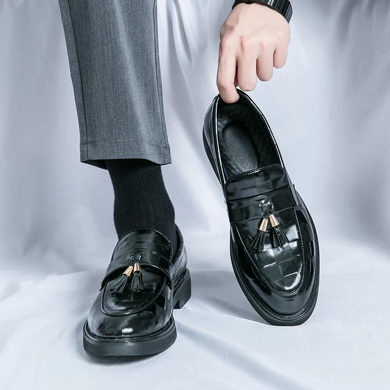 Connor | Men’s Elegant Patterned Loafers with Tassel Trim - Image 10