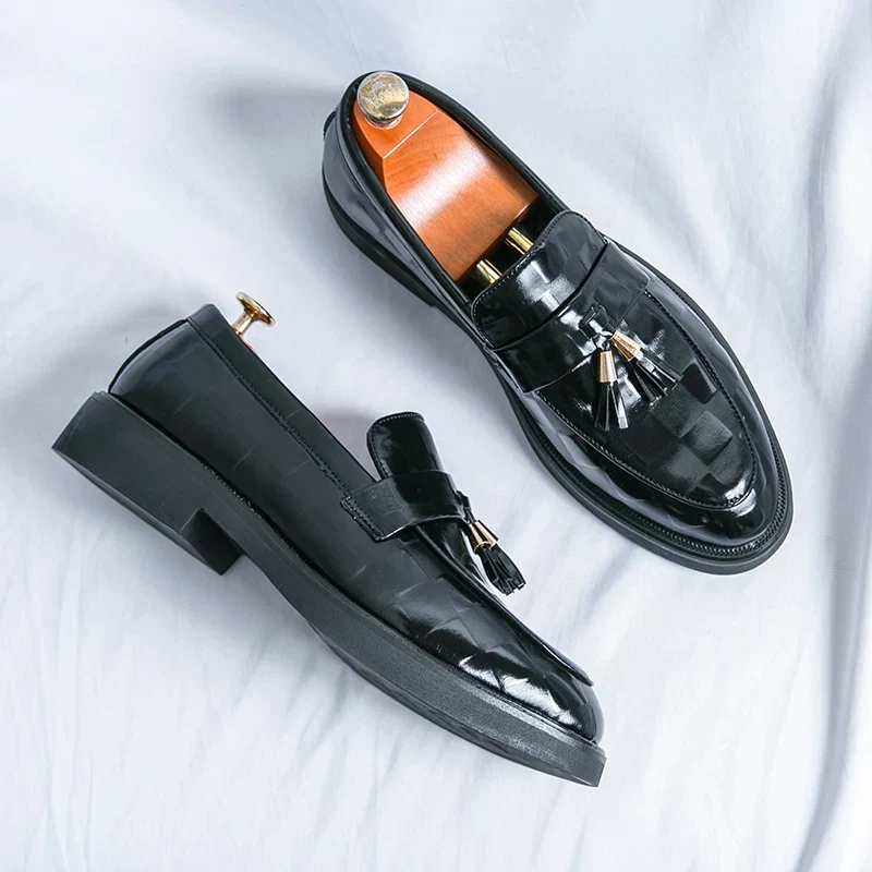 Connor | Men’s Elegant Patterned Loafers with Tassel Trim - Image 13