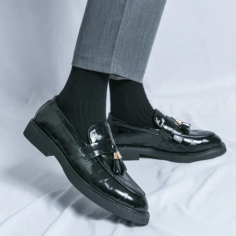 Connor | Men’s Elegant Patterned Loafers with Tassel Trim - Image 15