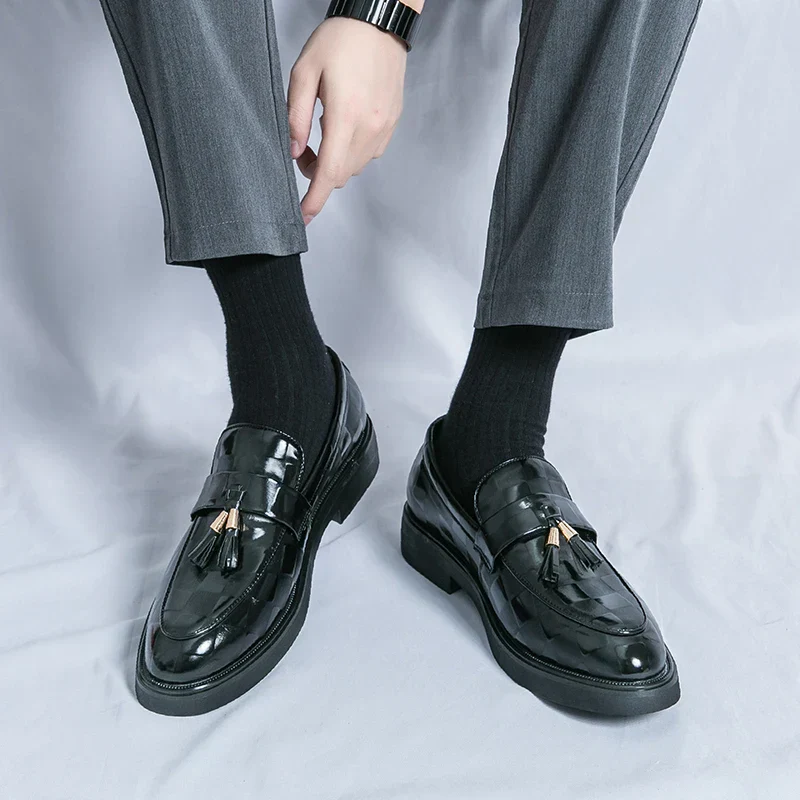 Connor | Men’s Elegant Patterned Loafers with Tassel Trim - Image 16
