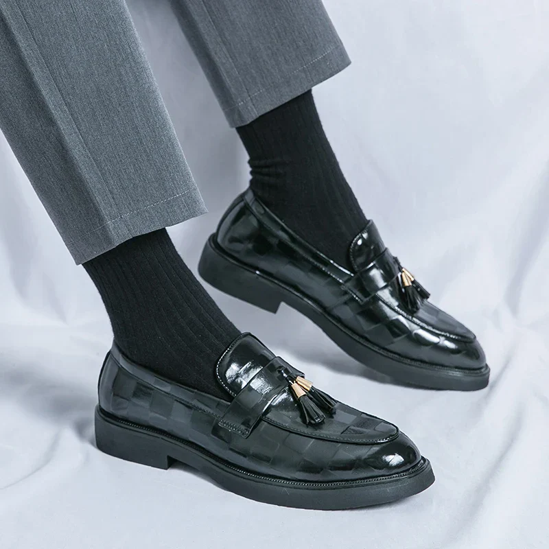 Connor | Men’s Elegant Patterned Loafers with Tassel Trim - Image 18