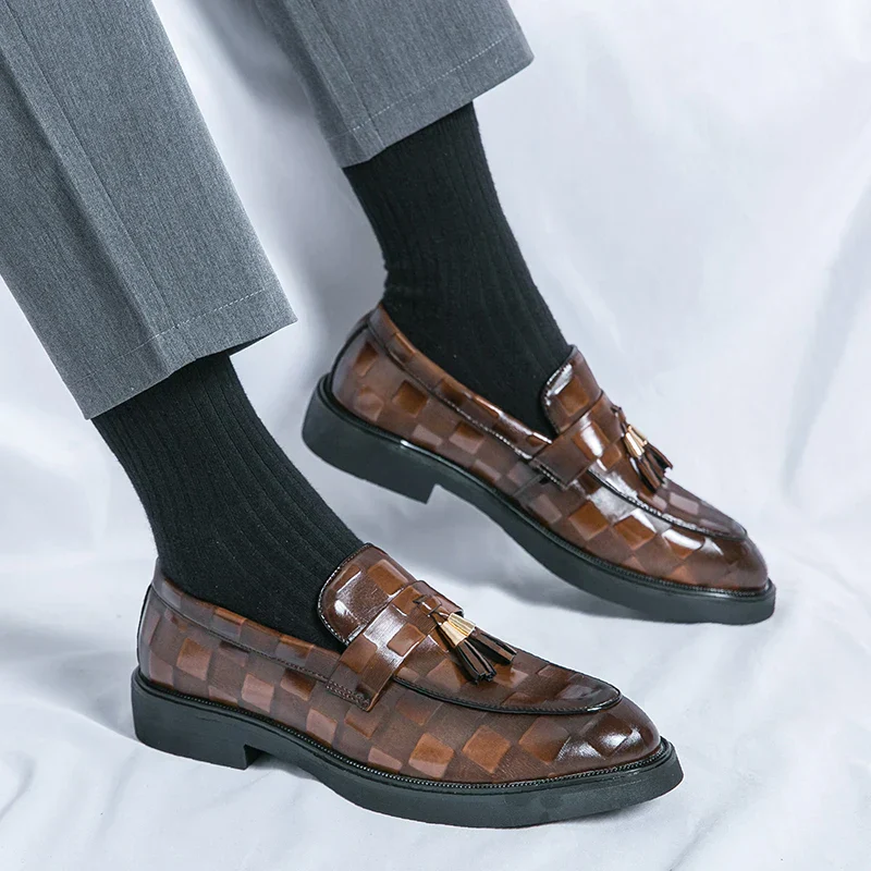 Connor | Men’s Elegant Patterned Loafers with Tassel Trim - Image 3