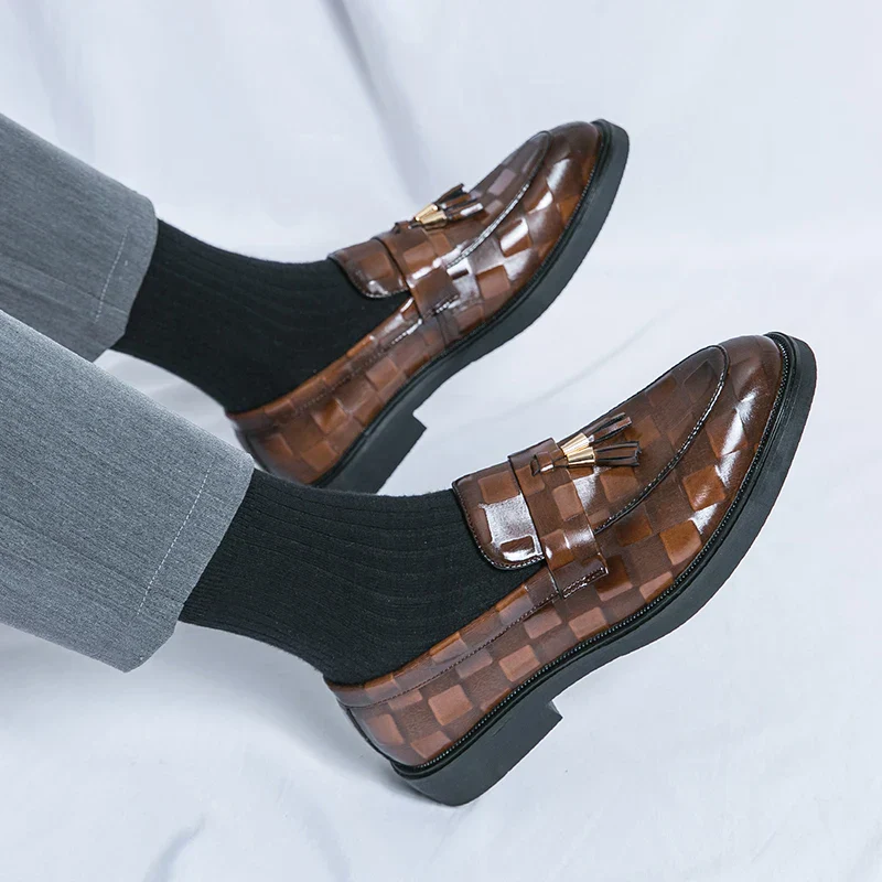 Connor | Men’s Elegant Patterned Loafers with Tassel Trim - Image 4