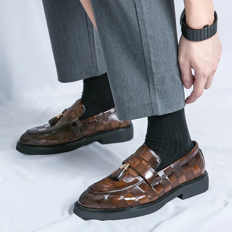 Connor | Men’s Elegant Patterned Loafers with Tassel Trim - Image 5