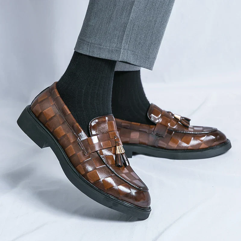 Connor | Men’s Elegant Patterned Loafers with Tassel Trim - Image 6