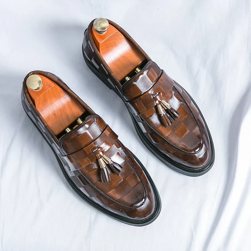 Connor | Men’s Elegant Patterned Loafers with Tassel Trim - Image 7