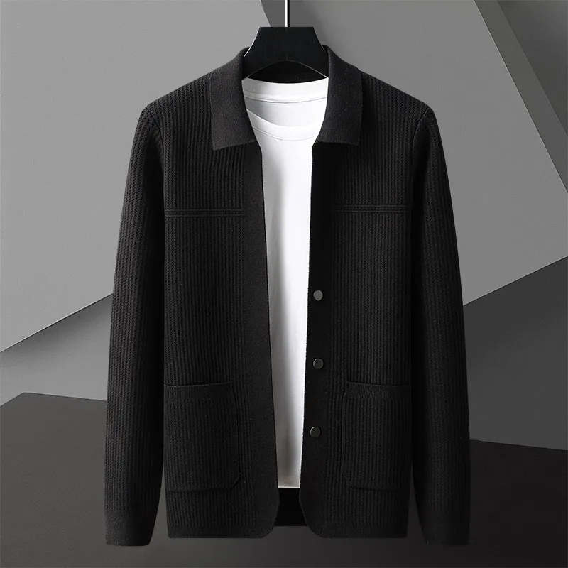 Dylan | Men’s Casual Ribbed Collared Cardigan with Button Front - Image 11