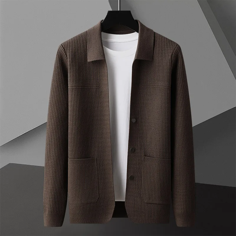 Dylan | Men’s Casual Ribbed Collared Cardigan with Button Front - Image 4