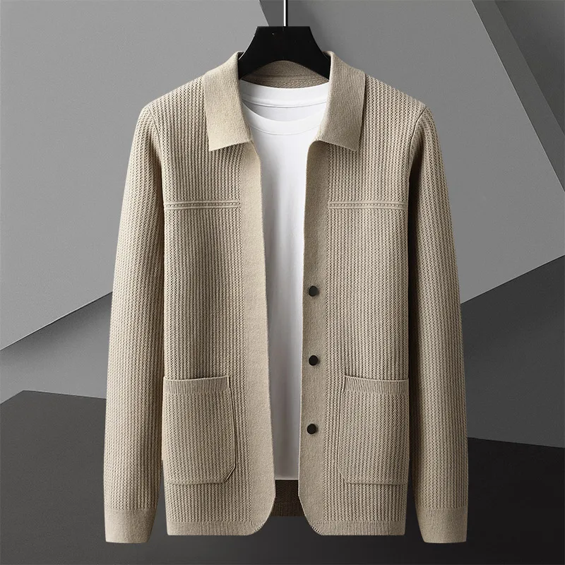 Dylan | Men’s Casual Ribbed Collared Cardigan with Button Front - Image 6
